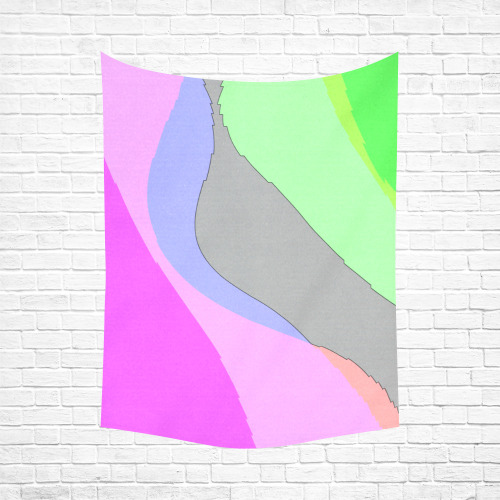 Abstract 703 - Retro Groovy Pink And Green Cotton Linen Wall Tapestry 60"x 80"