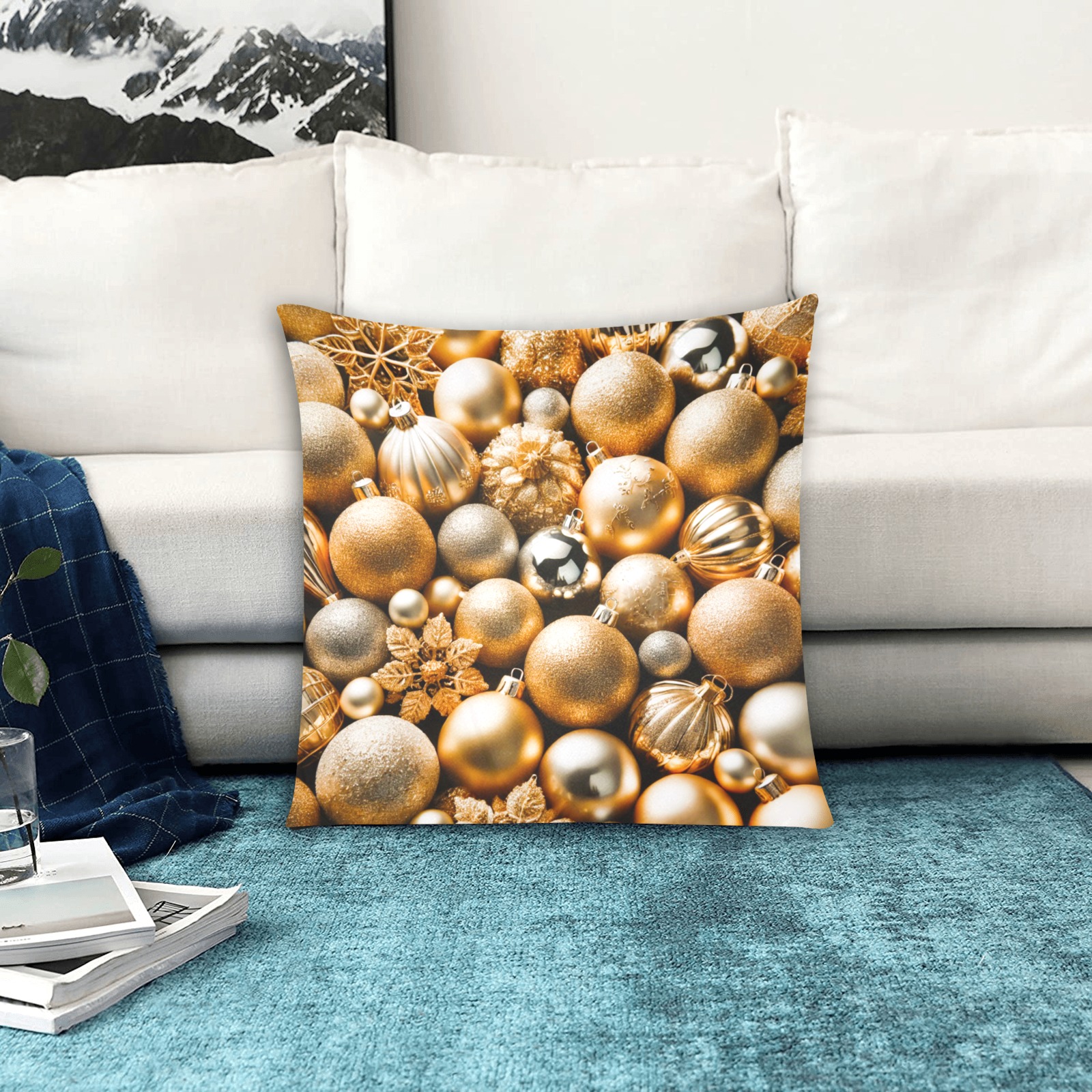 golden baubles Custom Zippered Pillow Cases 20"x20" (Two Sides)