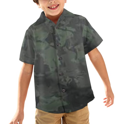 3Black Camo Little Boys' Hawaiian Shirt (Model T58)
