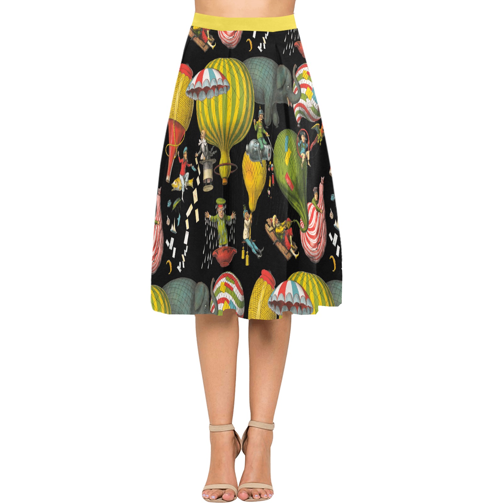 Old Air Balloons Mnemosyne Women's Crepe Skirt (Model D16)