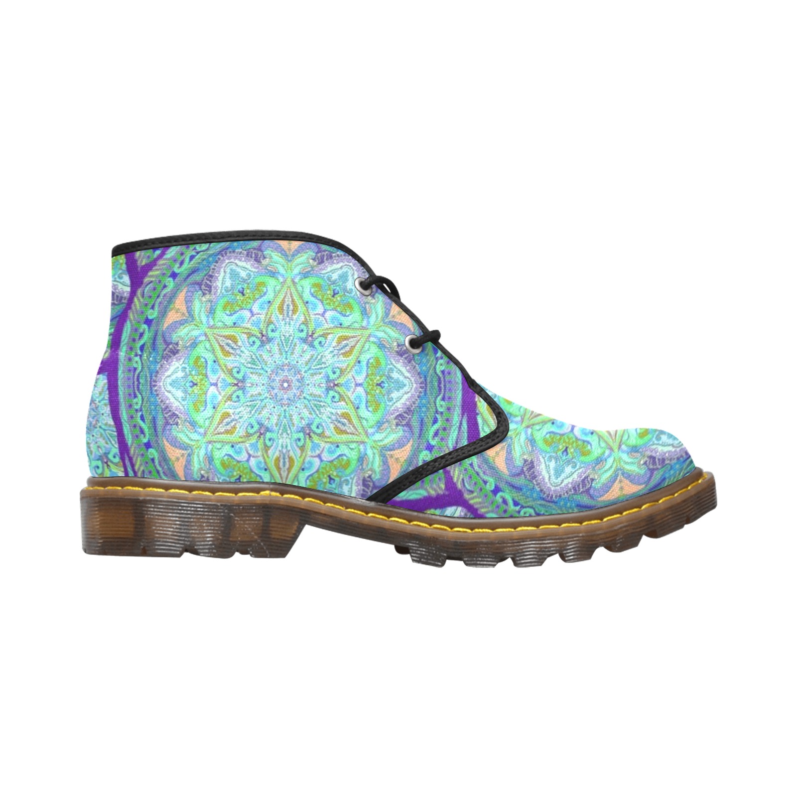 embroidery-green Women's Canvas Chukka Boots (Model 2402-1)