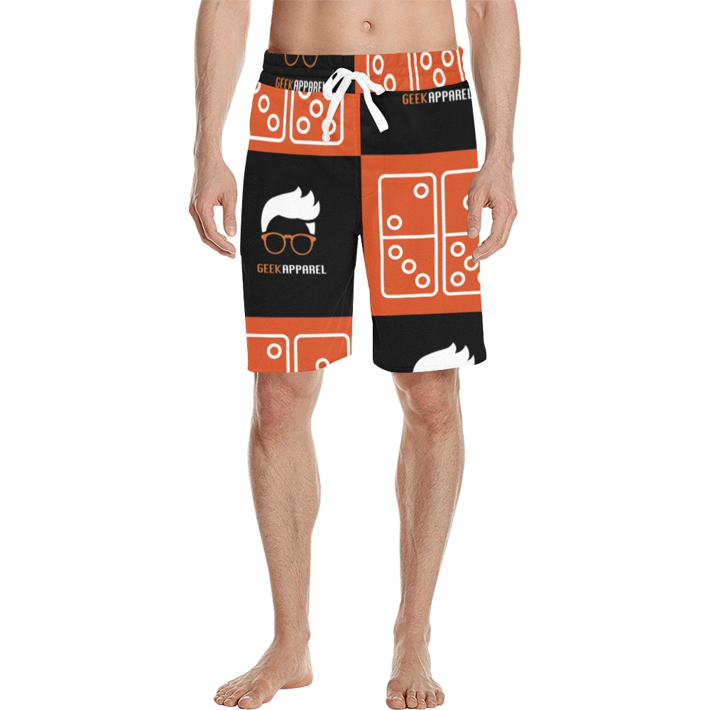 Geek Apparel Black and Orange Casual Shorts Men's All Over Print Casual Shorts (Model L23)