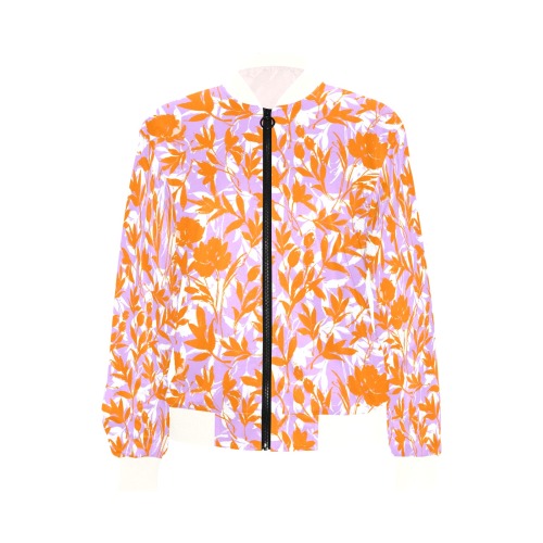 Orange garden on lavender All Over Print Bomber Jacket for Women (Model H36)