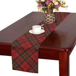 Red tartan plaid winter Christmas pattern holidays Table Runner 16x72 inch