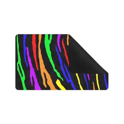 Rainbow Tiger Stripes Doormat 30"x18" (Black Base)