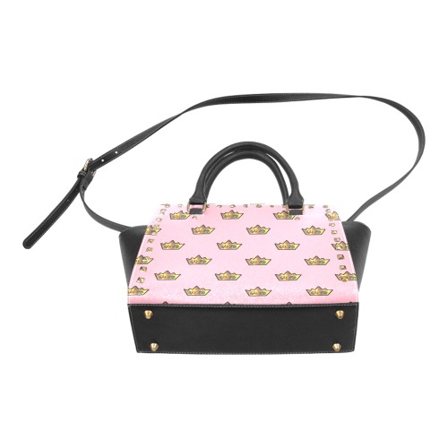 Pink Guapo Rivet Shoulder Handbag (Model 1645)