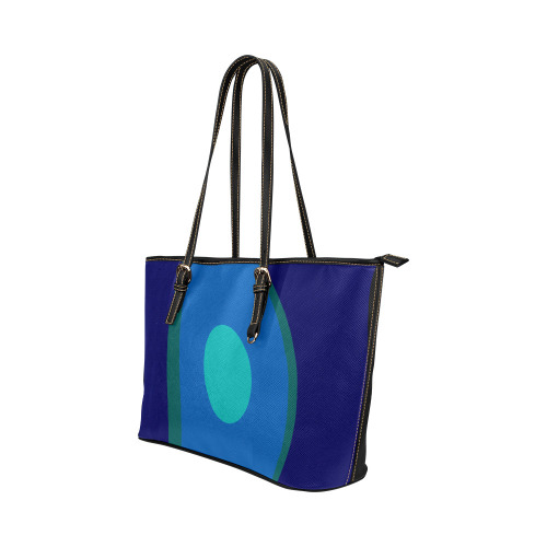 Dimensional Blue Abstract 915 Leather Tote Bag/Small (Model 1651)
