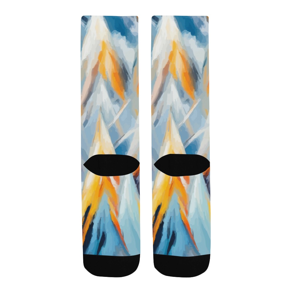 Abstract pattern of winter mountains or trees Men's Custom Socks