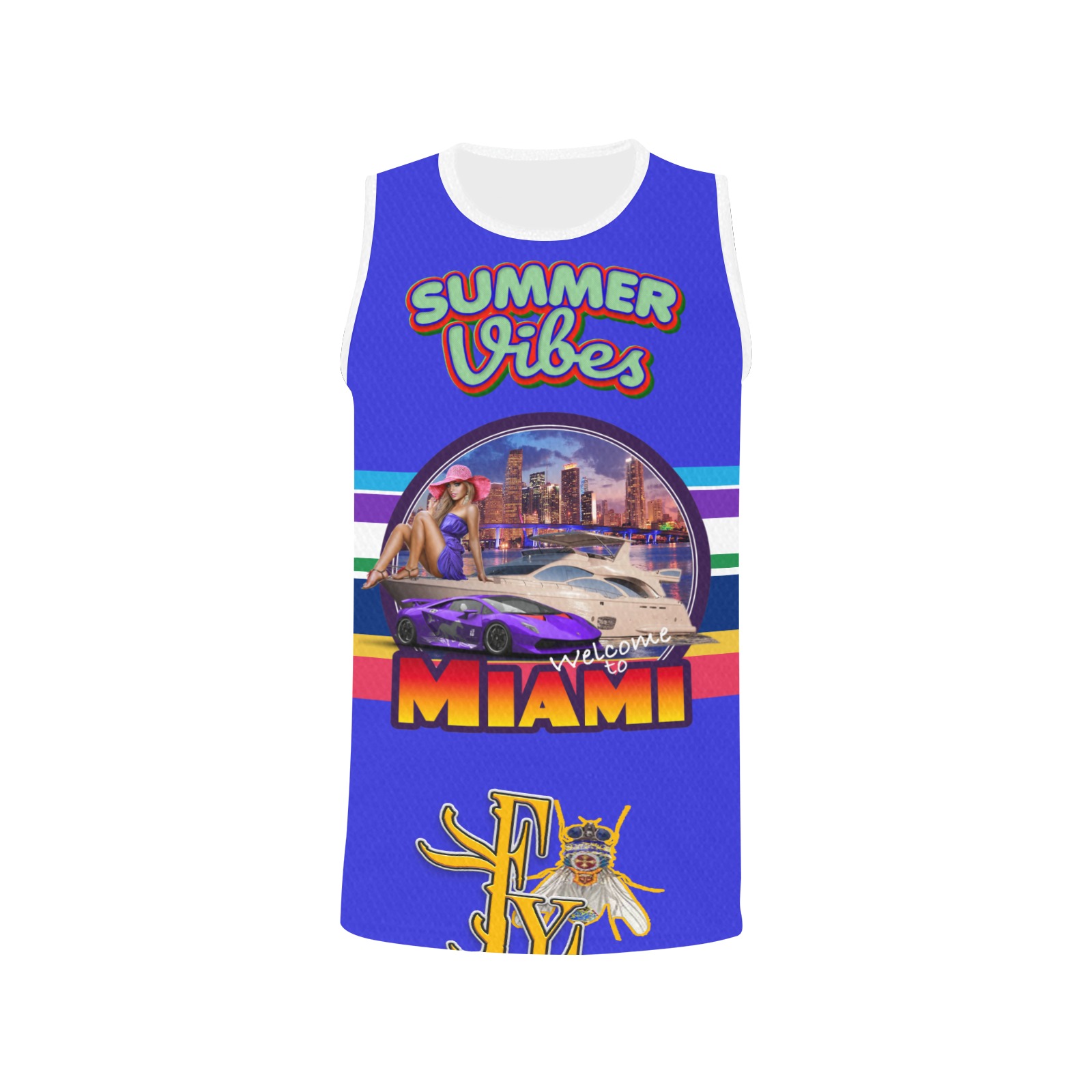 Summer Vibes ,WELLCOME TO MIAMI Collectable Fly All Over Print Basketball Jersey