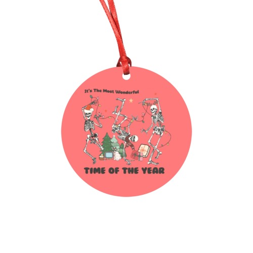 Most Wonderful Time Of The Year Skeletons Round Ornament