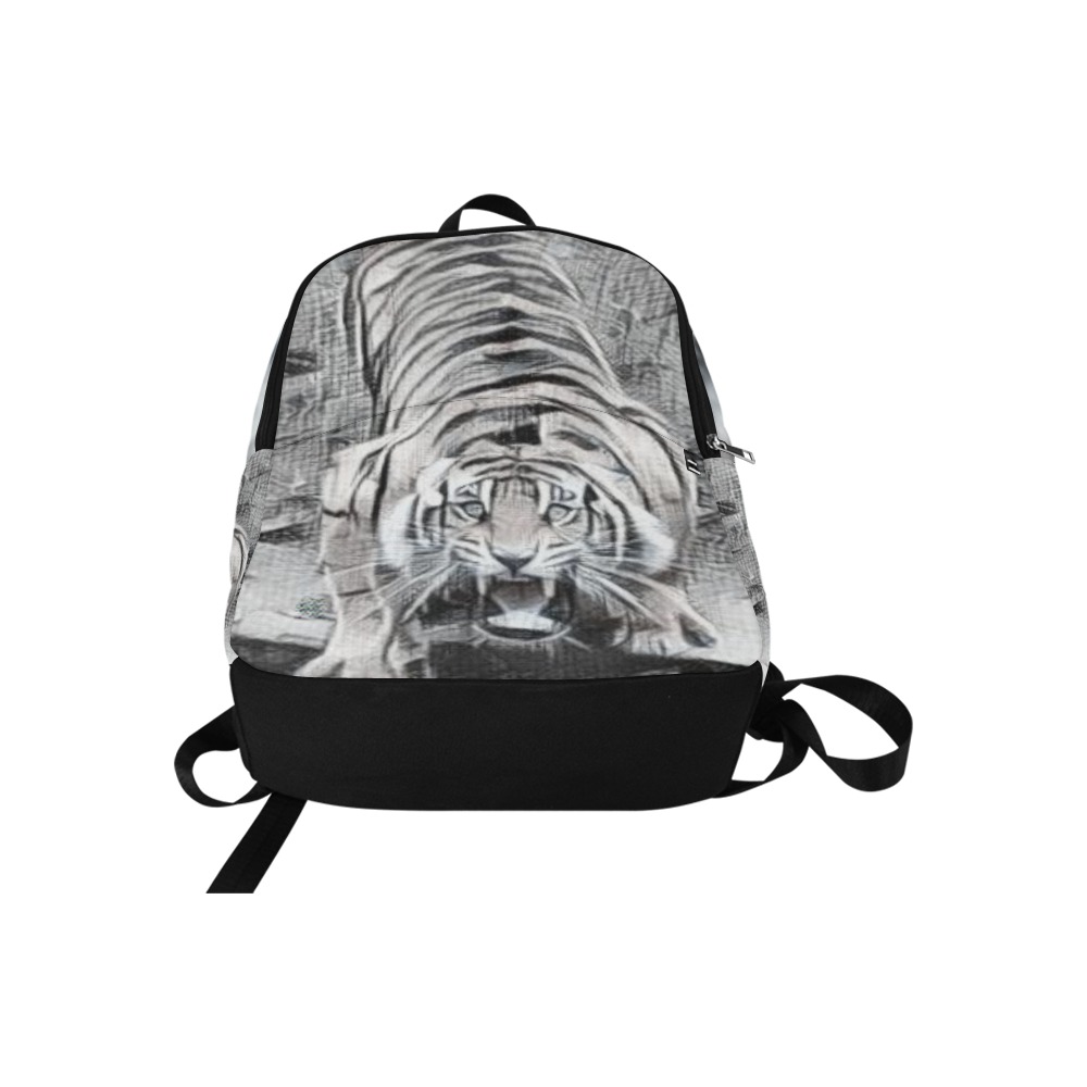 Tiger Draw Black & White Fabric Backpack for Adult (Model 1659)