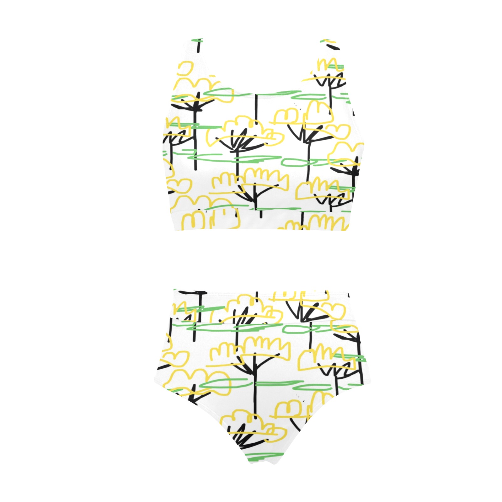 cartoon pattern Crop Top Bikini Set (Model S21)