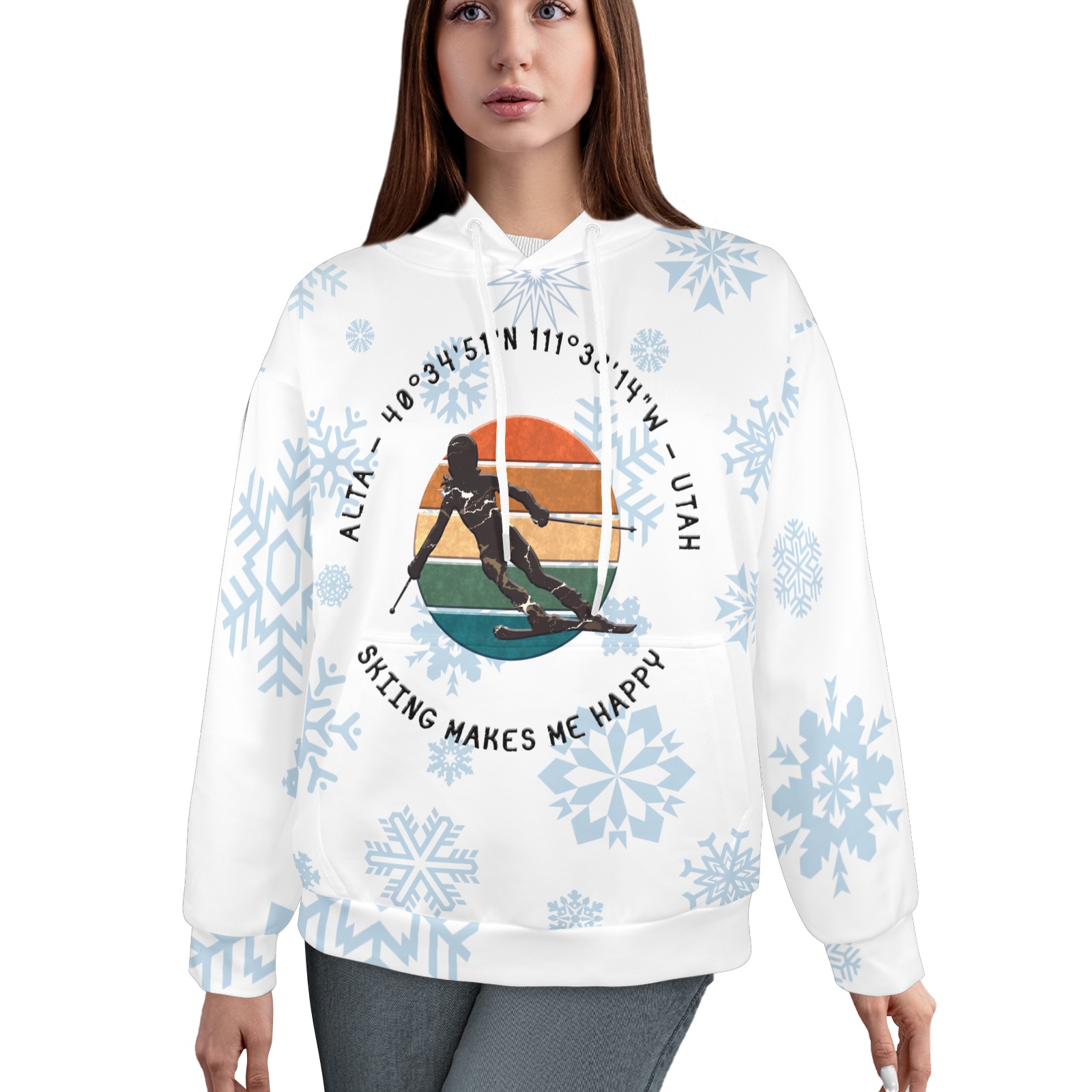 ★おが AMERI✳︎HAILEY WAVE ART SWEAT Women's All Over Print Hoodie (Model H61)