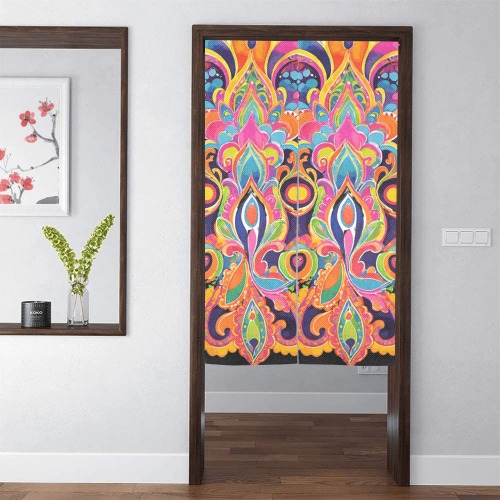 Abstract Retro Hippie Paisley Floral Door Curtain Tapestry