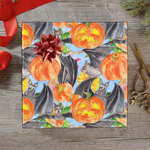 Bats And Jack O Lanterns Pattern Gift Wrapping Paper 58"x 23" (2 Rolls)