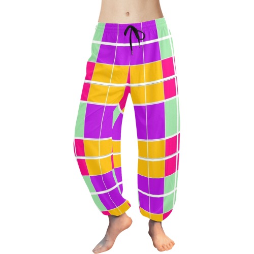 Fractoberry Bright Colors 020 - Squarebright Women's All Over Print Harem Pants (Model L18)