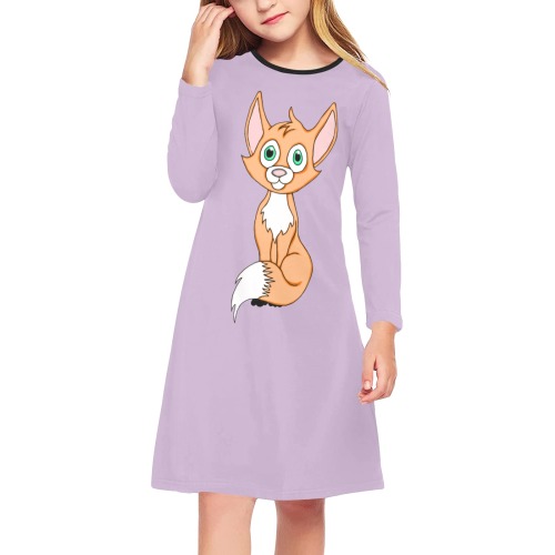 Foxy Roxy Lavender Girls' Long Sleeve Dress (Model D59)