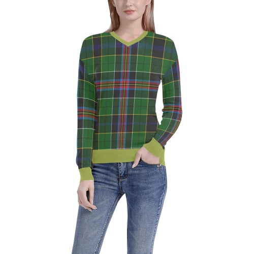 Allison Modern Tartan Women's All Over Print V-Neck Sweater (Model H48)