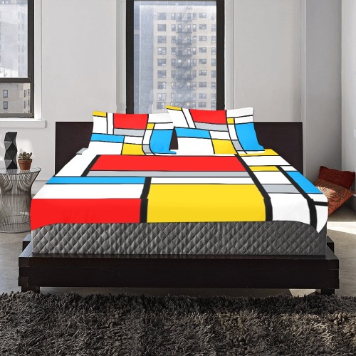 Color Block - Mondrian inspired 3-Piece Bedding Set