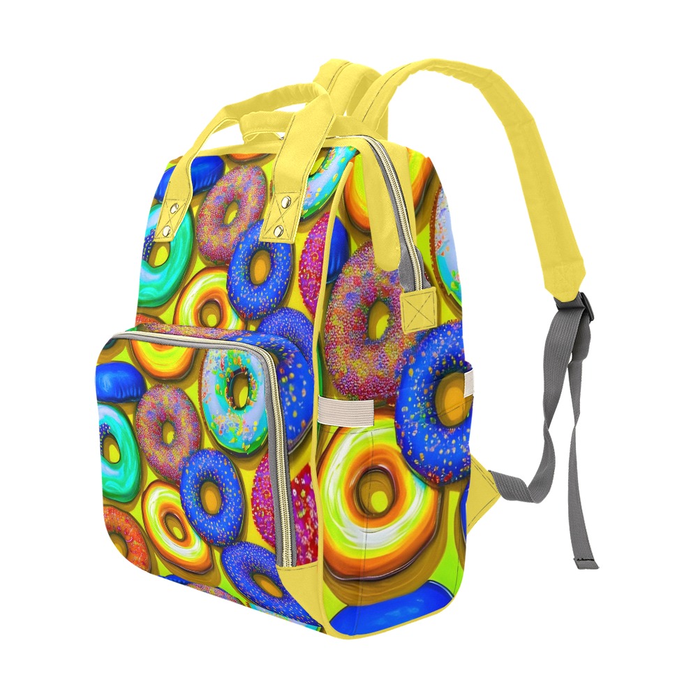 Colorful Donuts Yellow Multi-Function Diaper Backpack/Diaper Bag (Model 1688)