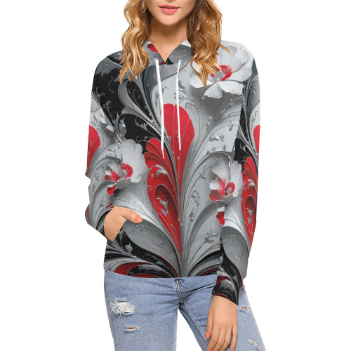 Falcon Bloom Art Nouveau Elegance All Over Print Hoodie for Women (USA Size) (Model H13)