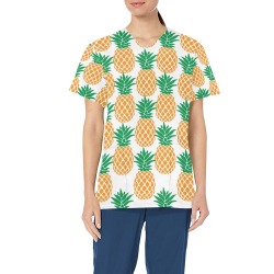 Pineapples All Over Print Scrub Top