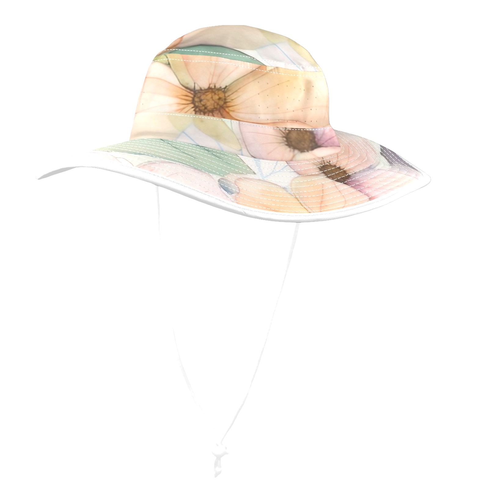 Watercolor Floral 1 Wide Brim Bucket Hat
