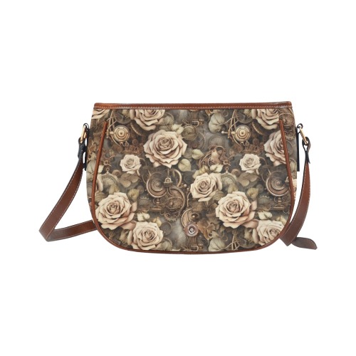 Steampunk Roses Saddle Bag/Large (Model 1649)