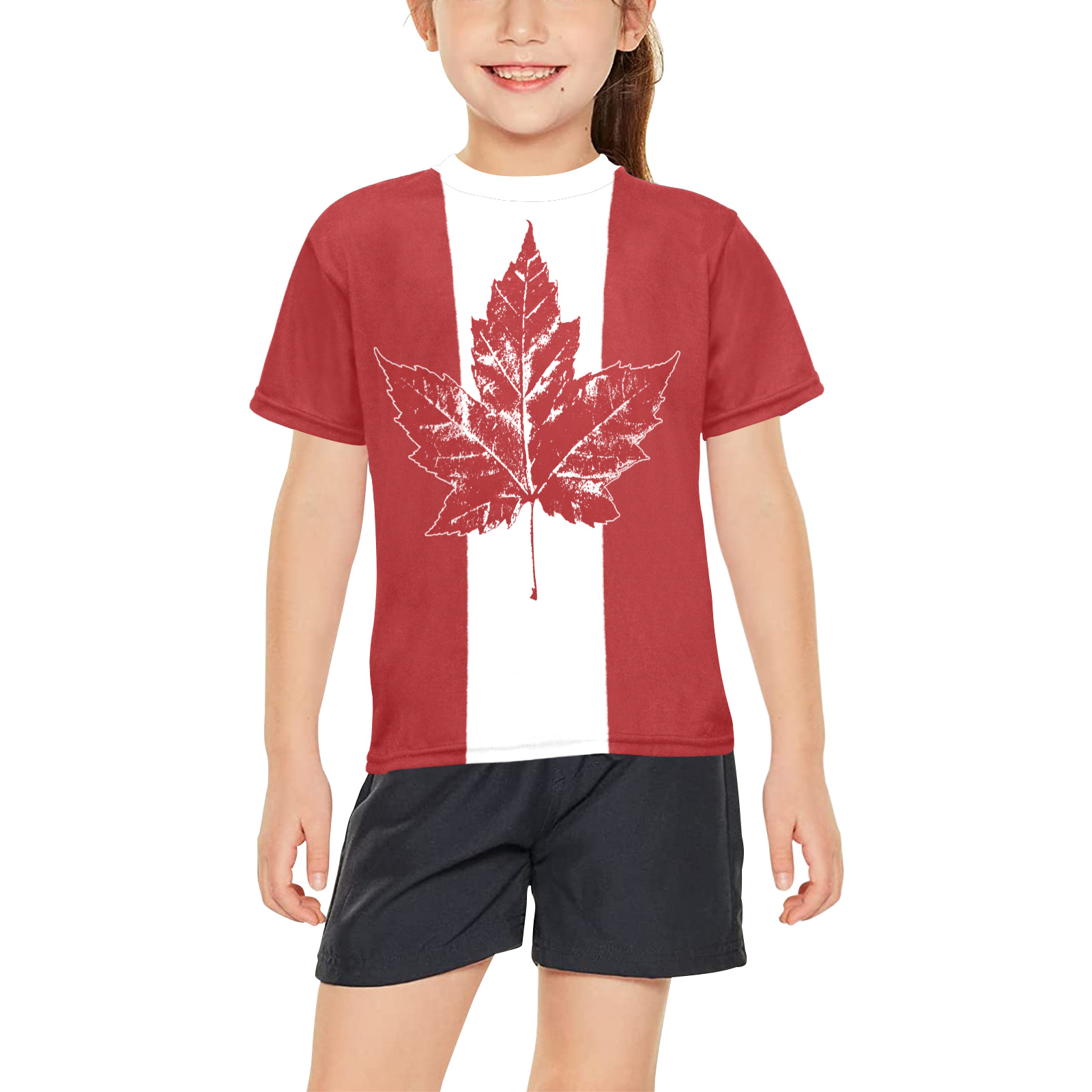 Girl's Cool Canada T-shirts Big Girls' All Over Print Crew Neck T-Shirt (Model T40-2)
