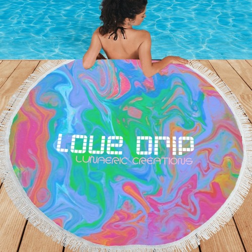 Love Drip Beach Blanket Circular Beach Shawl 59"x 59"