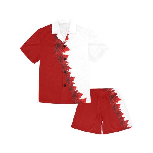 Canada Maple Leaf Little Boys' V-Neck Short Pajama Set