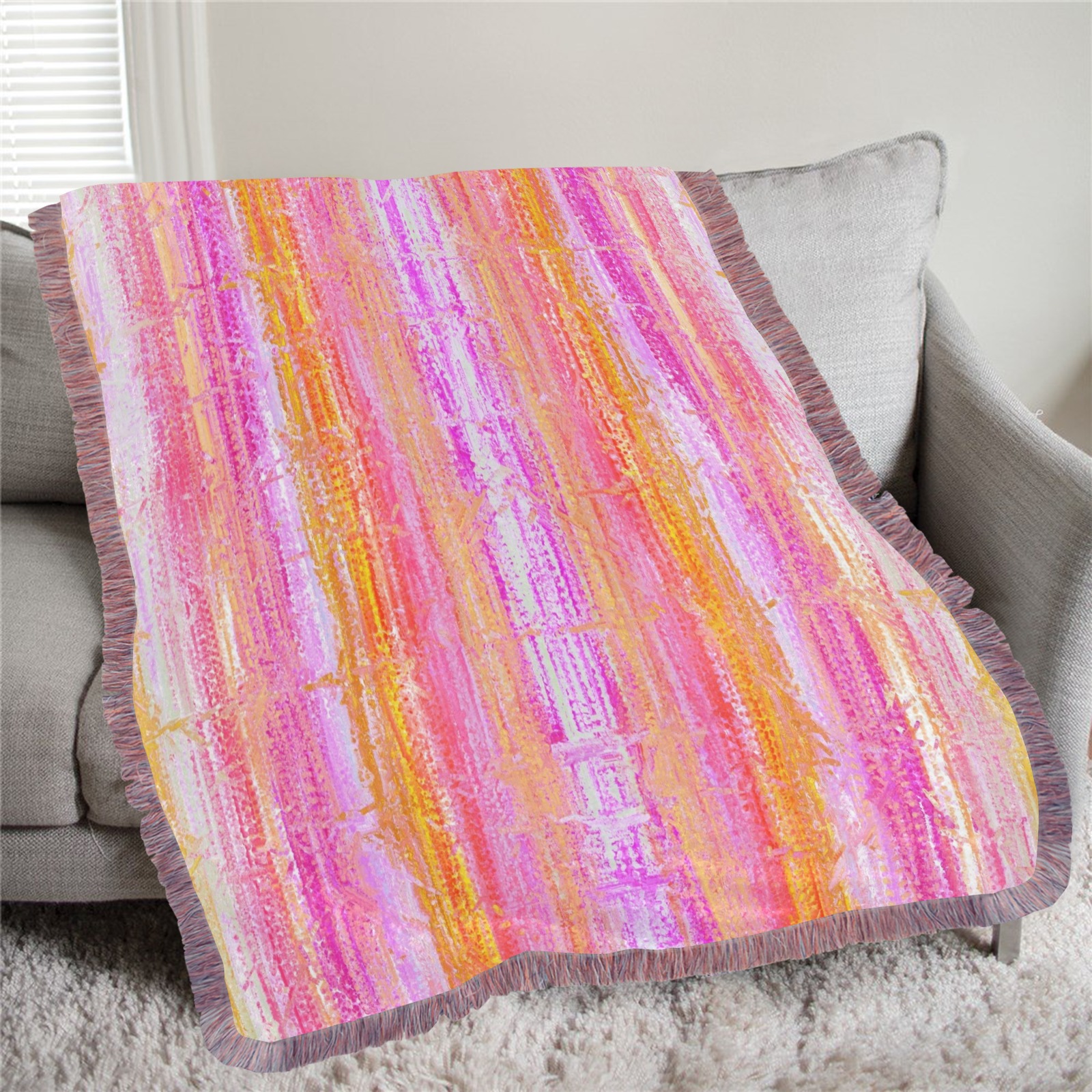 confetti 8 Ultra-Soft Fringe Blanket 50"x60" (Mixed Pink)