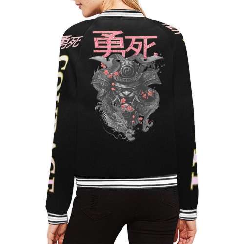DEATH AND COURAGE All Over Print Bomber Jacket for Women (Model H21)