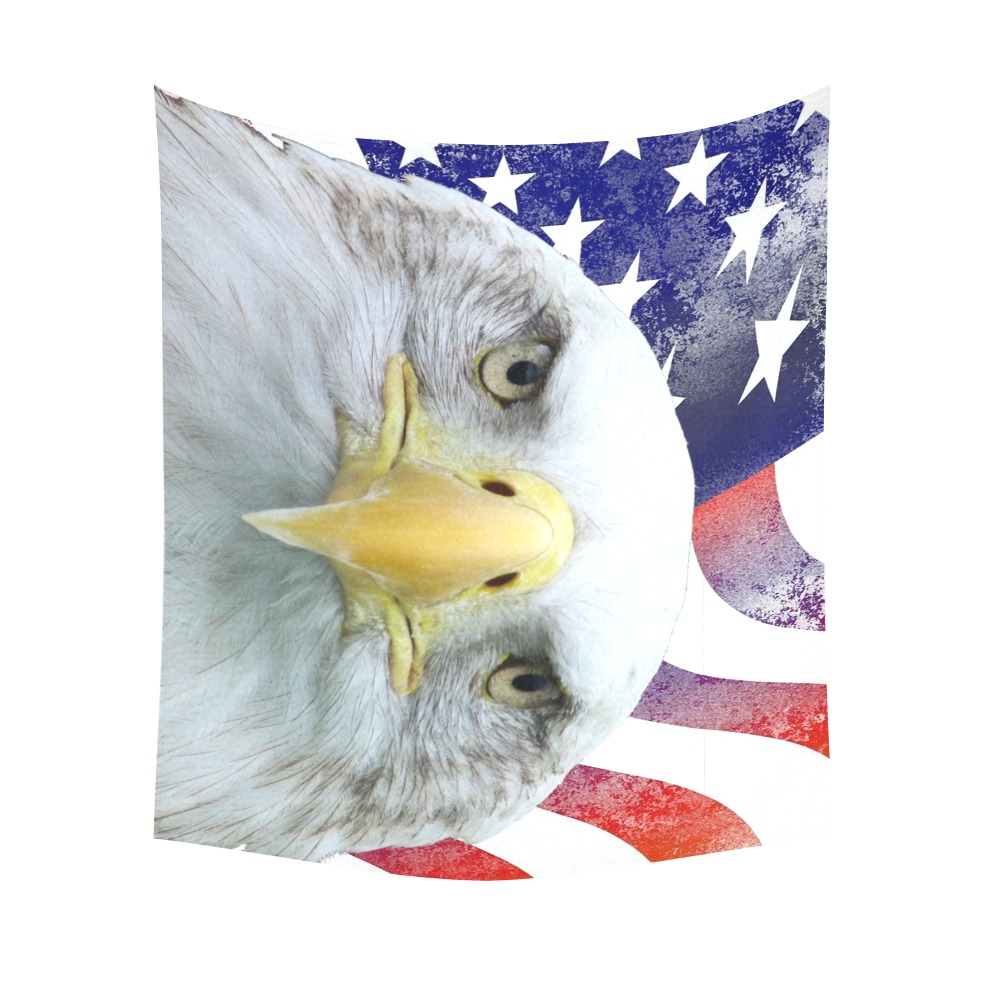 American Flag and Bald Eagle Cotton Linen Wall Tapestry 60"x 51"