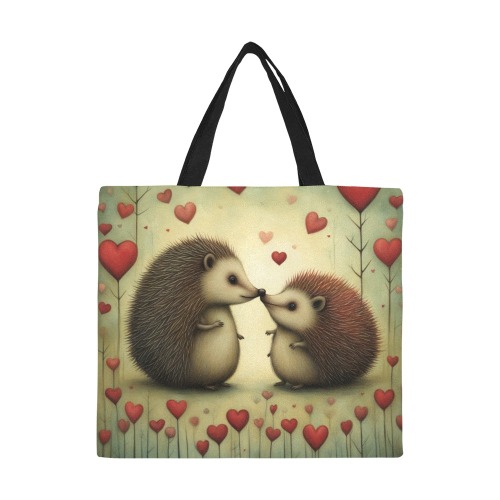 Hedgehog Love 1 All Over Print Canvas Tote Bag/Large (Model 1699)