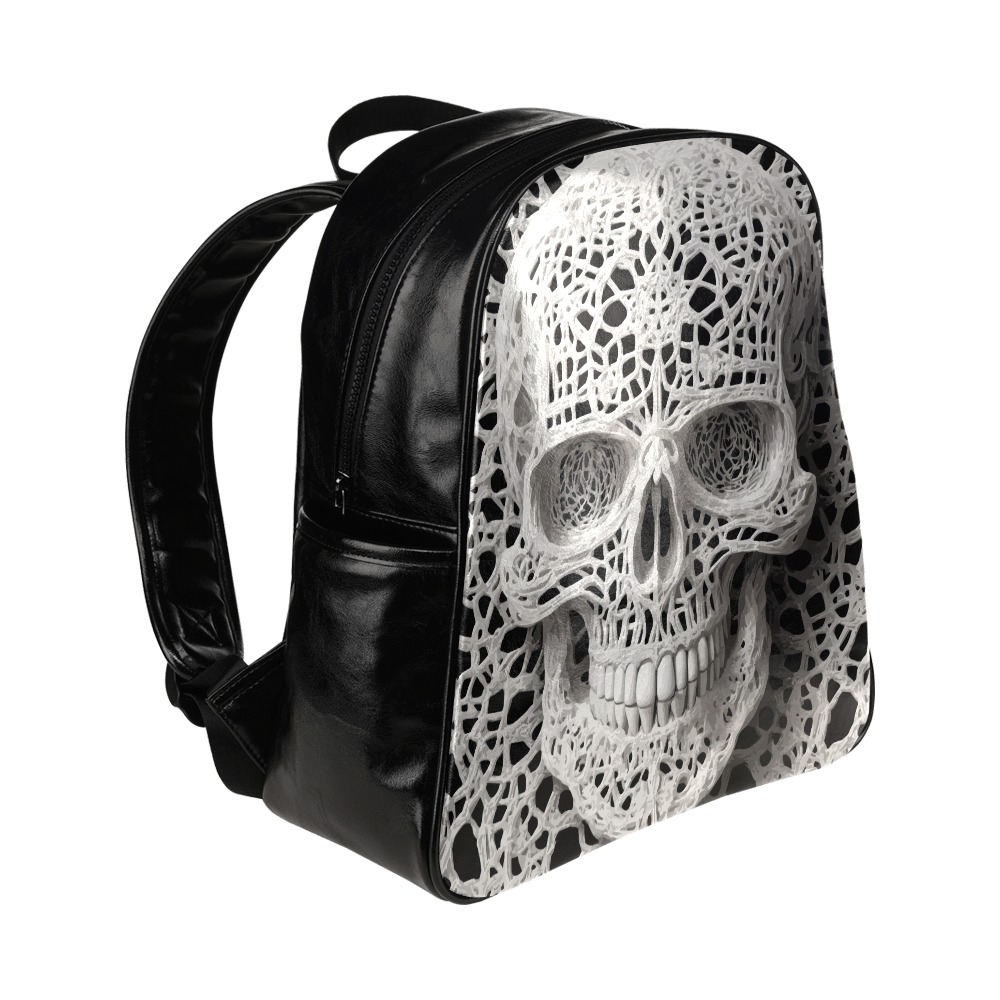 Funny elegant skull made of lace macrame Multi-Pockets Backpack (Model 1636)