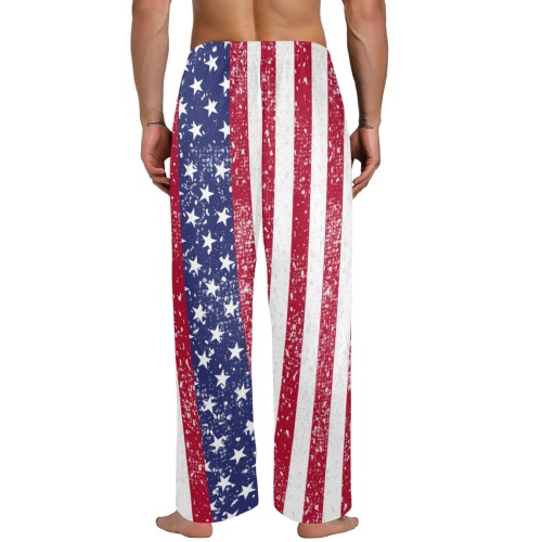 American Flag Distressed Men's Pajama Trousers without Pockets