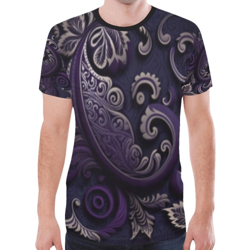 purple paisley New All Over Print T-shirt for Men (Model T45)
