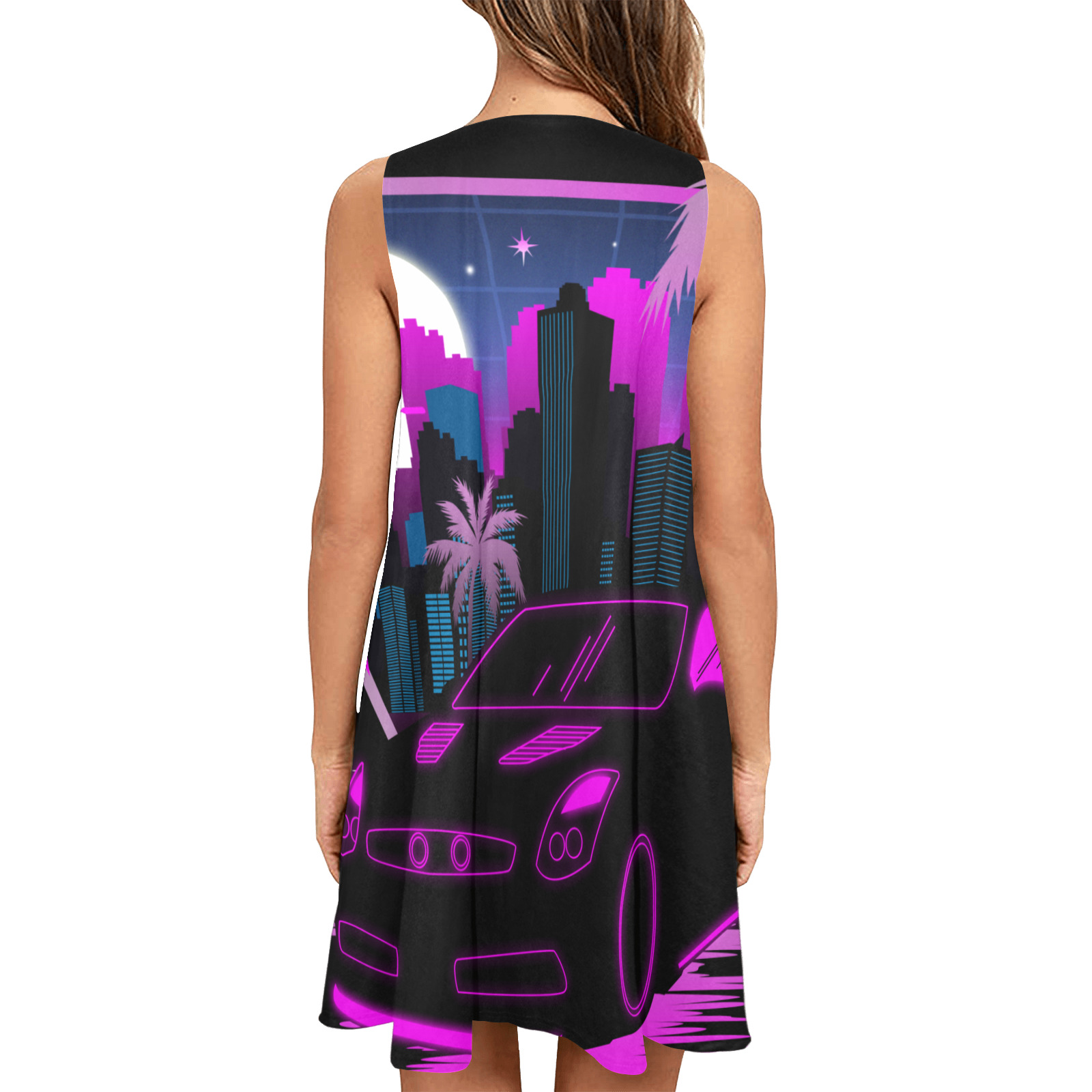 Into The Future Sleeveless A-Line Pocket Dress (Model D57)