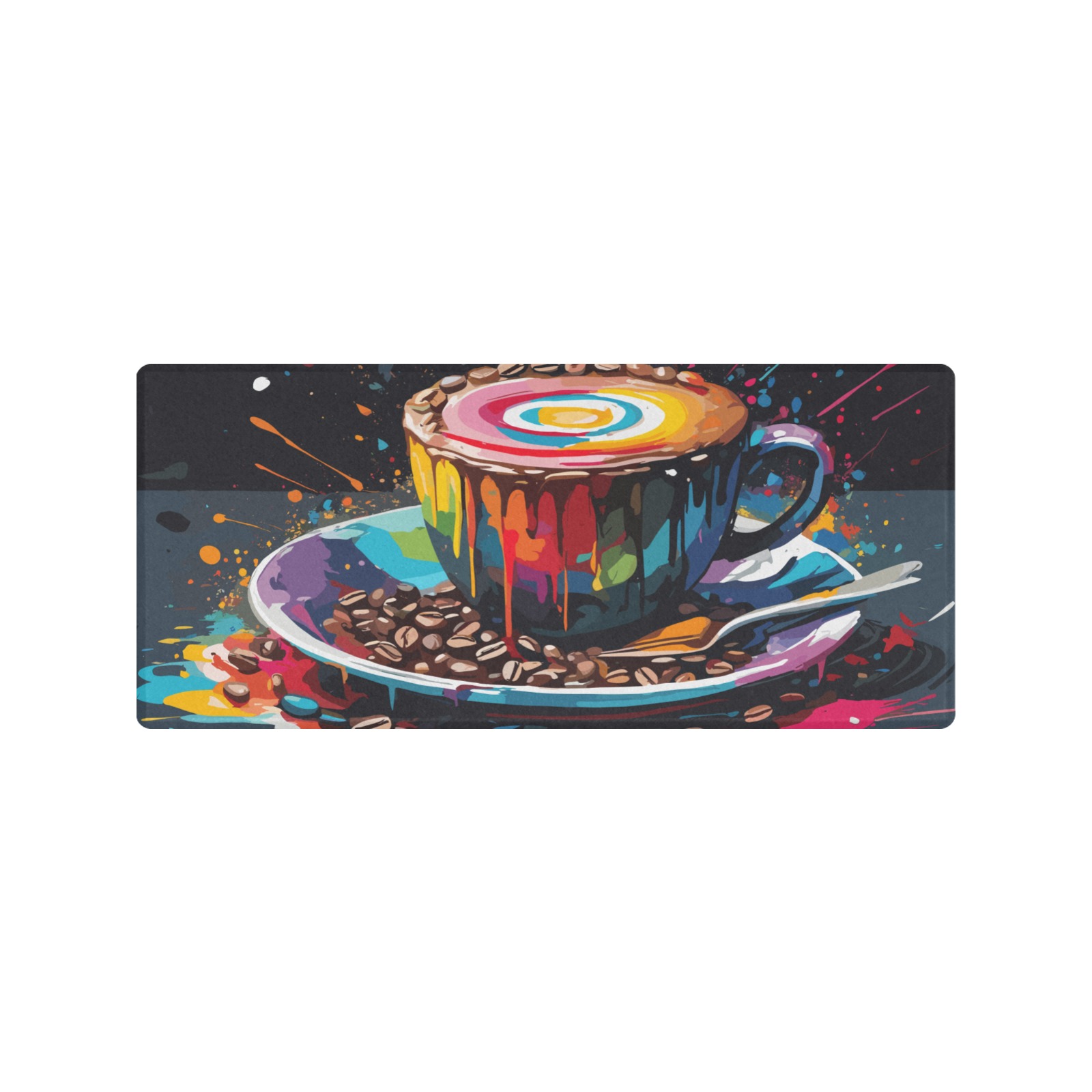 A colorful cup of coffee and beans abstract art Gaming Mousepad (35"x16")