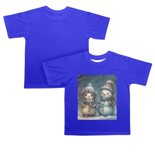 Snowman Couple Kids' T-Shirt in USA Size (Front Printing) (Model T79)