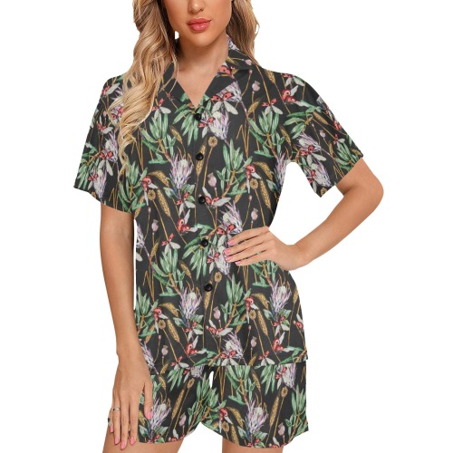 Ladybugs in the meadow DP Women's V-Neck Short Pajama Set