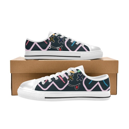 Blk and Pink Women's Classic Canvas Shoes (Model 018)