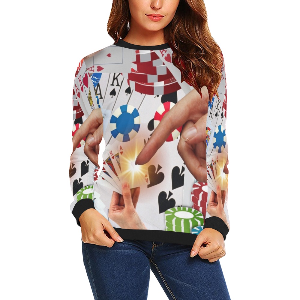 POKER NIGHT TOO All Over Print Crewneck Sweatshirt for Women (Model H18)