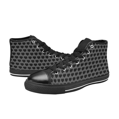 Black hearts pattern Women's Classic High Top Canvas Shoes (Model 017)