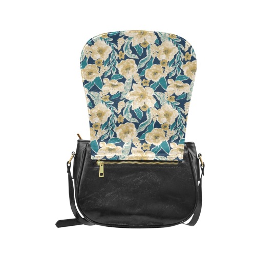 Painted Flowers Classic Saddle Bag/Small (Model 1648)