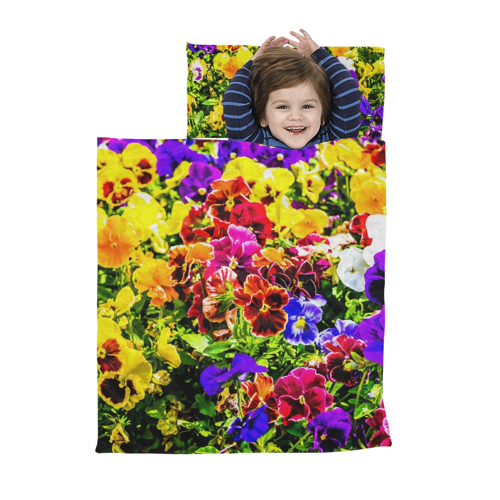 Viola Tricolor Flower colorful beautiful spring Kids' Sleeping Bag
