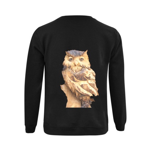 wooden owl bl Gildan Crewneck Sweatshirt(NEW) (Model H01)