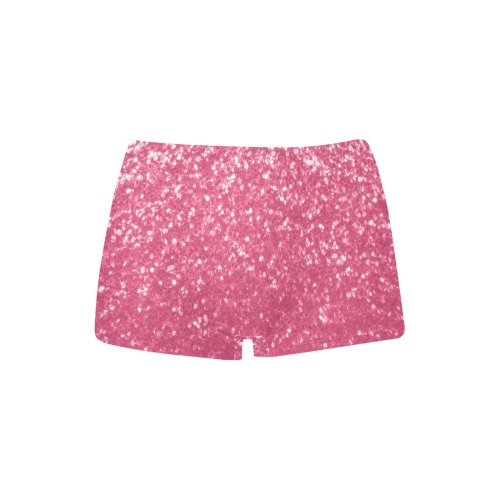 Magenta light pink red faux sparkles glitter Women's All Over Print Boyshort Panties (Model L31)