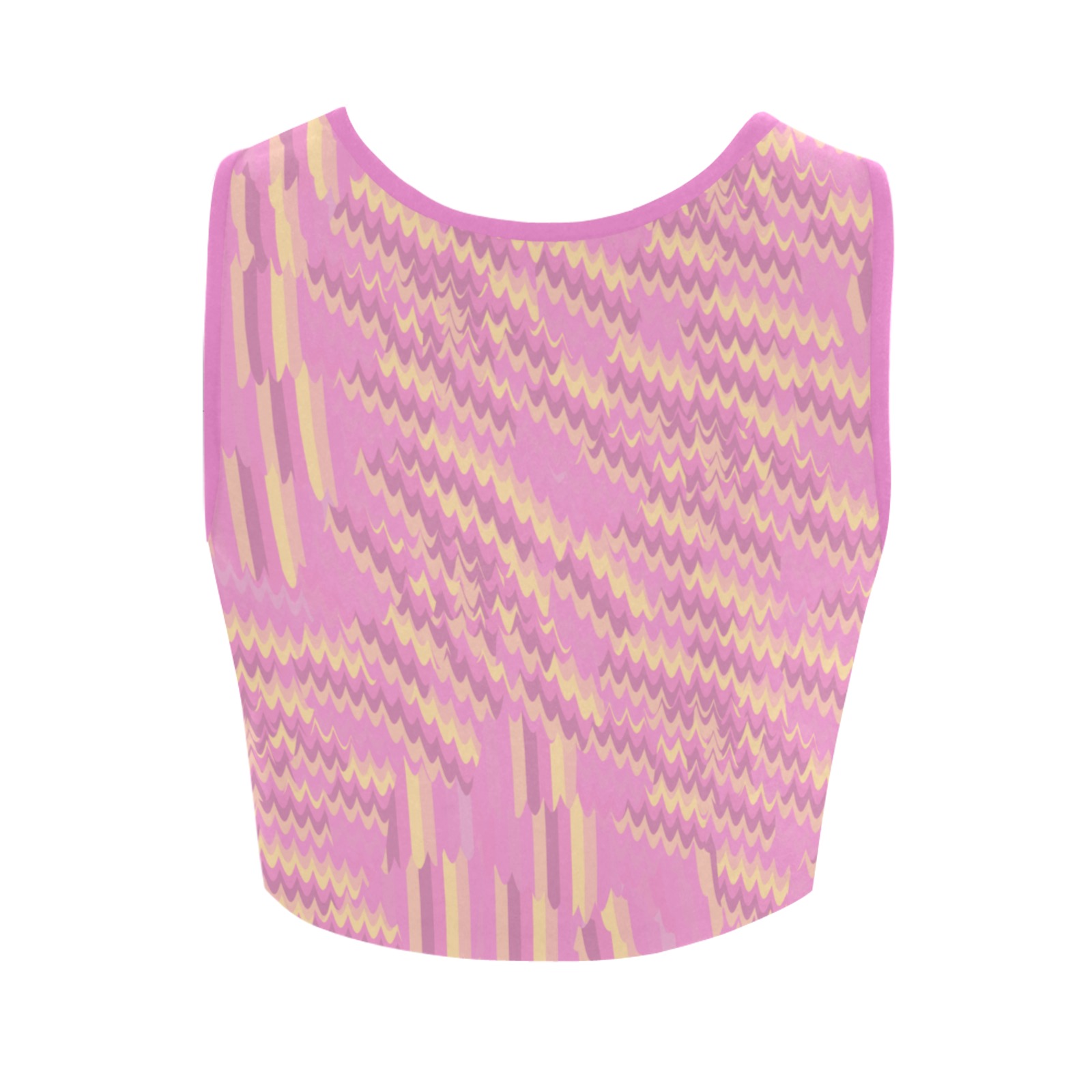 Pink Yellow Zigzag Abstract Women's Crop Top (Model T42)